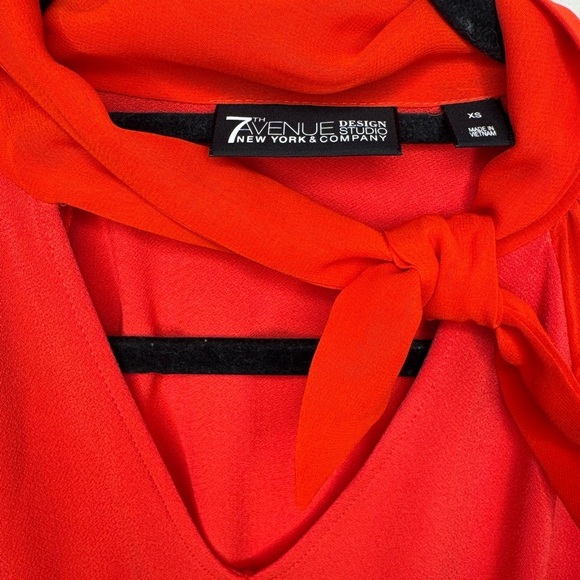 NY&C Red Puff Sleeve Knit Sailor Top XS - Picture 3 of 6